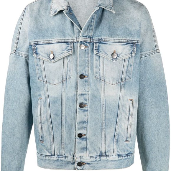 Palm Angels Logo Over button-up denim jacket